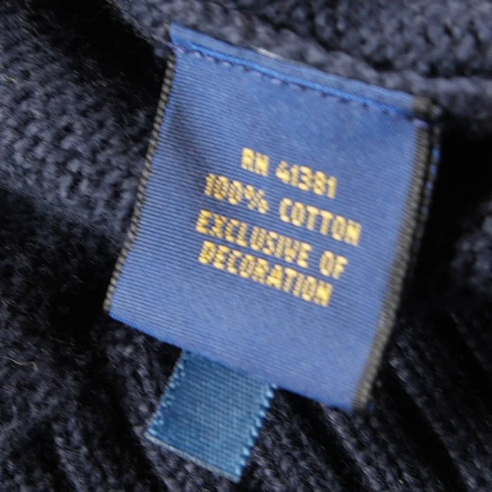 Polo Ralph Lauren Knit 1/4 Zip Mock Neck Men Sweater L Navy Nautical Prep Y2K